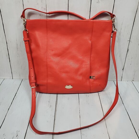 Coach Isabelle Pebbled Leather Hobo CrossBody Tote Purse Scout Burnt Orange READ - Picture 1 of 16